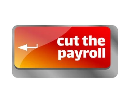 Cut the payroll . Close up of keyboard, enter computer key. Stock Illustration