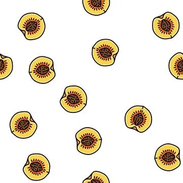 Cut peach pit vector seamless pattern Stock Illustration