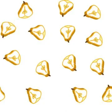 Cut pear isometric icon seamless pattern イラスト素材
