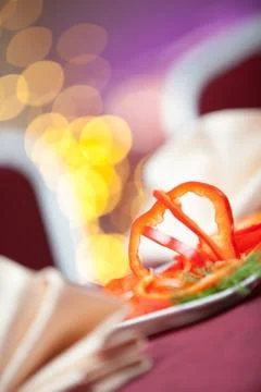 Cut pepper in the restaurant Stock Photos