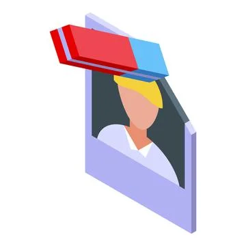 Cut photo memory icon isometric vector. Brain dementia Stock Illustration