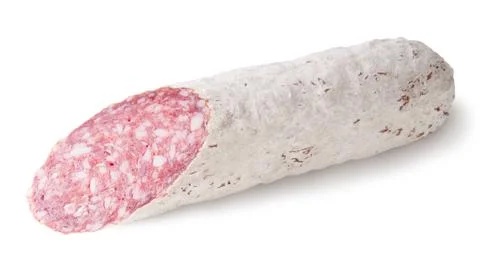 Cut a piece of salami Stock Photos