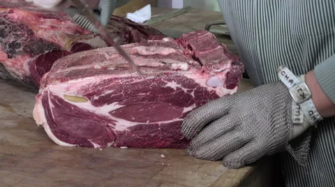 Cut a piece of steak Video stock 55767065