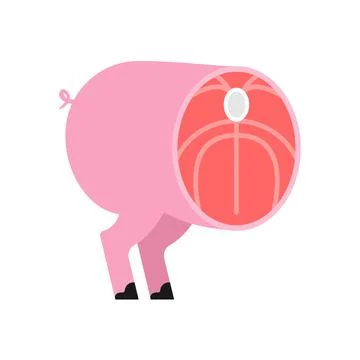 Cut pig. Pig entrails. vector illustration Illustrazione stock