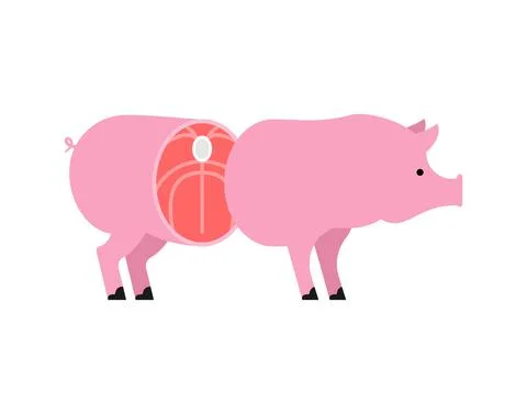 Cut pig. Pig entrails. vector illustration Illustrazione stock