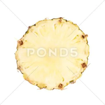 Cut pineapple isolated over white background Stock Photos