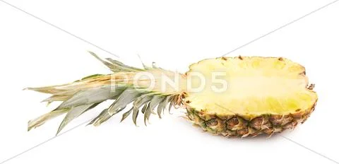 Cut pineapple isolated over white background Stock Photos