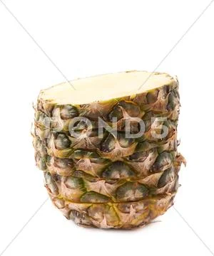 Cut pineapple isolated over white background Stock Photos