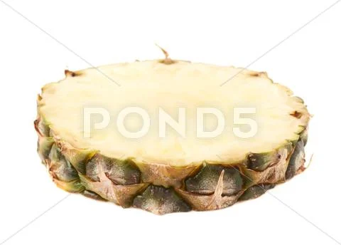 Cut pineapple isolated over white background Stock Photos