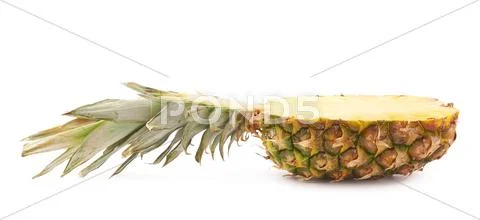 Cut pineapple isolated over white background Stock Photos