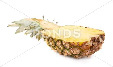 Cut pineapple isolated over white background Stock Photos