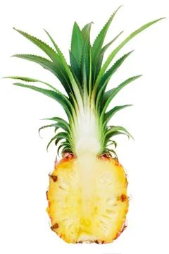 Cut pineapple isolated on white background Stock Photos