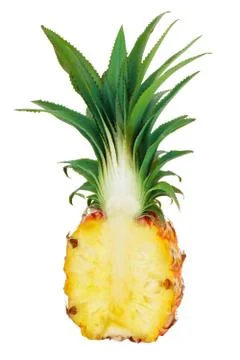 Cut pineapple isolated on white background Stockfoto's