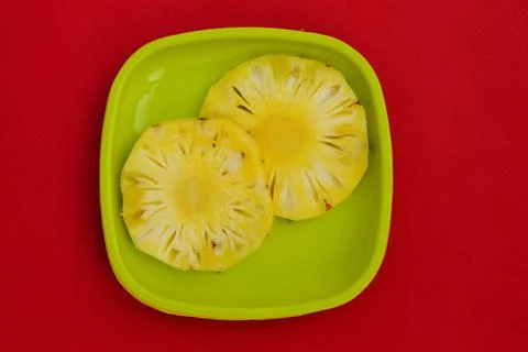Cut Pineapple Plate Stock Photos