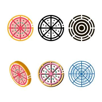 Cut pizza icon vector outline modern Stock Illustration
