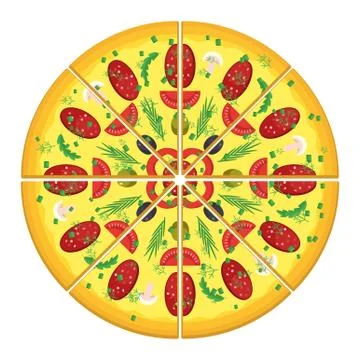 Cut pizza with sausage Stock Illustration