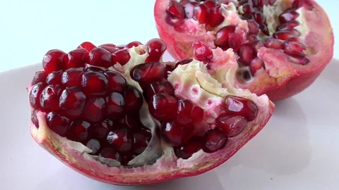 Cut Pomegranate Close-up. Stock Footage 127740874