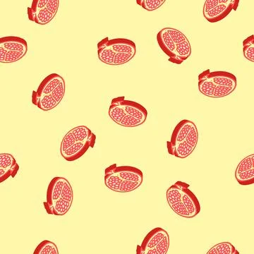 Cut pomegranate isometric icon seamless pattern Illustrazione stock