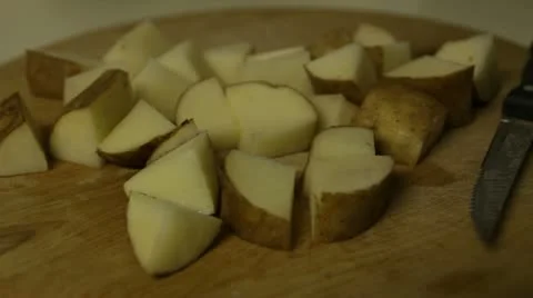 Cut Potatoes Stock Footage 12253557