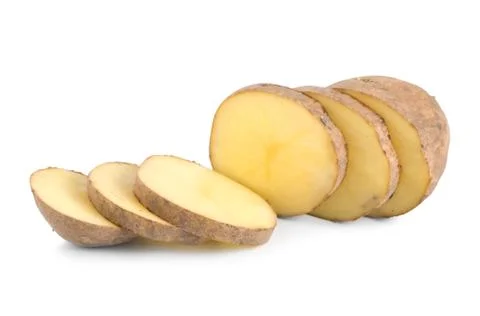 Cut potatoes isolated Stock Photos