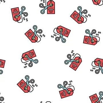 Cut price vector seamless pattern Illustrazione stock