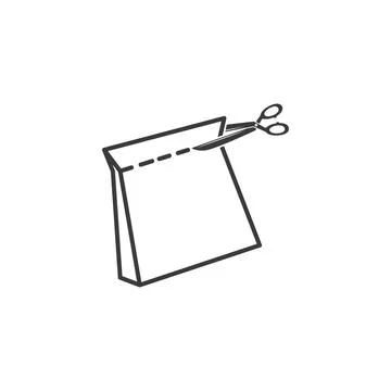 Cut product packaging with scissors icon vector element design template Stock Illustration