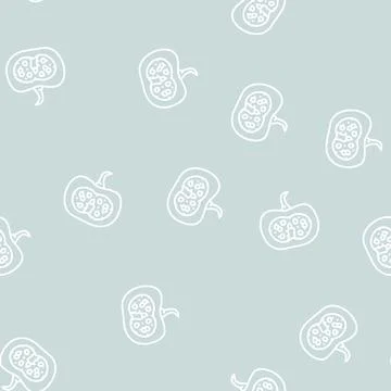 Cut pumpkin line seamless pattern Stock Illustration