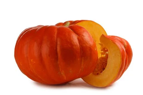 Cut pumpkin slice isolated Stock Photos