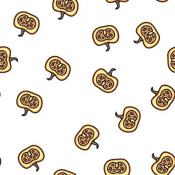 Cut pumpkin vector seamless pattern Stock Illustration
