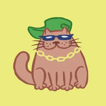 Cut Rapper Cat. Vector Illustration. Stock Illustration