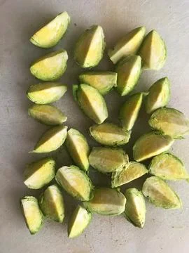 Cut raw 'Brussels Sprouts' Stock Photos