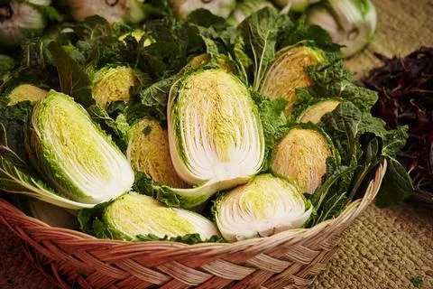 Cut raw cabbage cross section Stock Photos