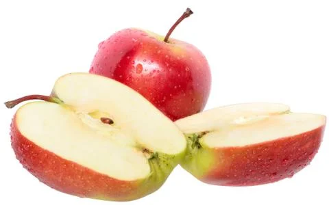Cut red apple isolated Stock Photos
