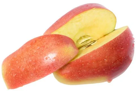Cut red apple isolated Stock Photos