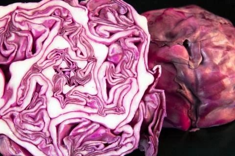 Cut red cabbage Stock Photos