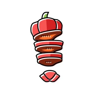 Cut red pepper ingredient color icon vector illustration Stock Illustration