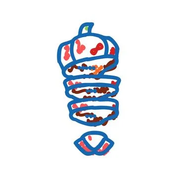 Cut red pepper ingredient icon doodle illustration Stock Illustration