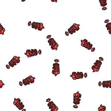 Cut red pepper ingredient vector seamless pattern Illustrazione stock