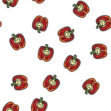 Cut red pepper vector seamless pattern Stock Illustration