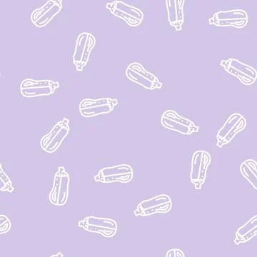 Cut ripe eggplant line vector seamless pattern Stock Illustration