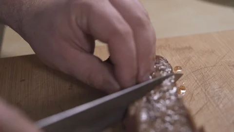 Cut the roast meat Stock Footage 127124663