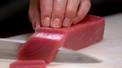 Cut  salmon and tuna Stock Footage 270215227