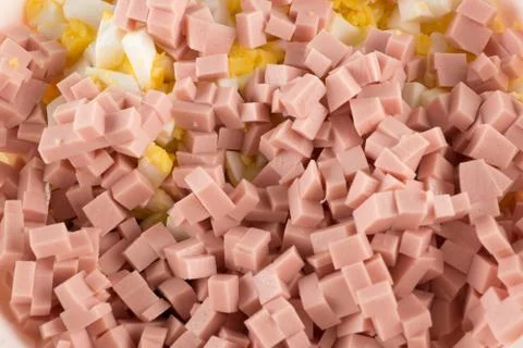 Cut sausage with egg Stock Photos