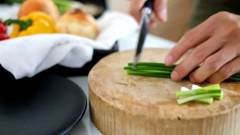 Cut Scallion Stock Footage 73422817