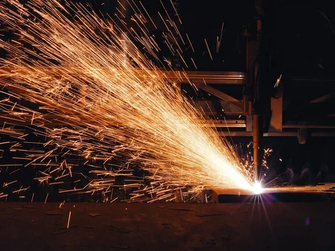 Cut sheet metal at workshop Stock Footage 78480964