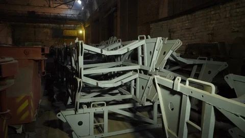 Cut sheet metal at workshop. Modern tool in heavy industry. Dangerous job. High Stock Footage 120827600