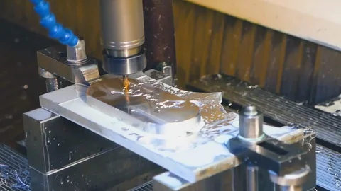 Cut sheet metal at workshop. Modern tool in heavy industry. Dangerous job. High Видео 128349805