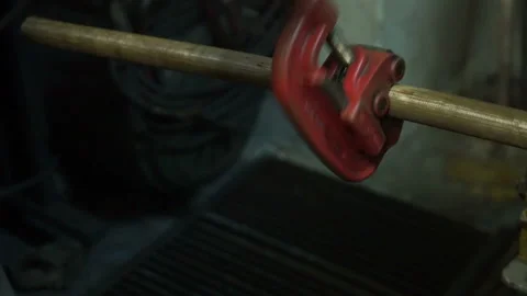 Cut silver bar. ring production close up detail Stock Footage 139615257