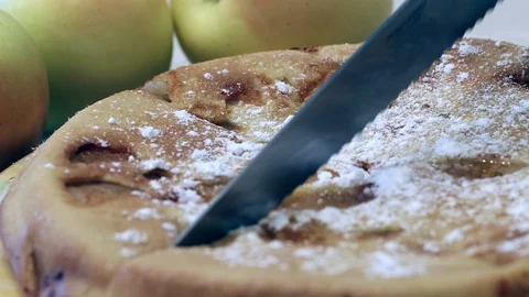 Cut a slice of apple pie Stock Footage 96053681