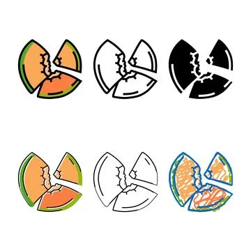 Cut slice green mix melon cantaloupe color icon vector Stock Illustration